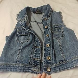 Denim Frayed Vest